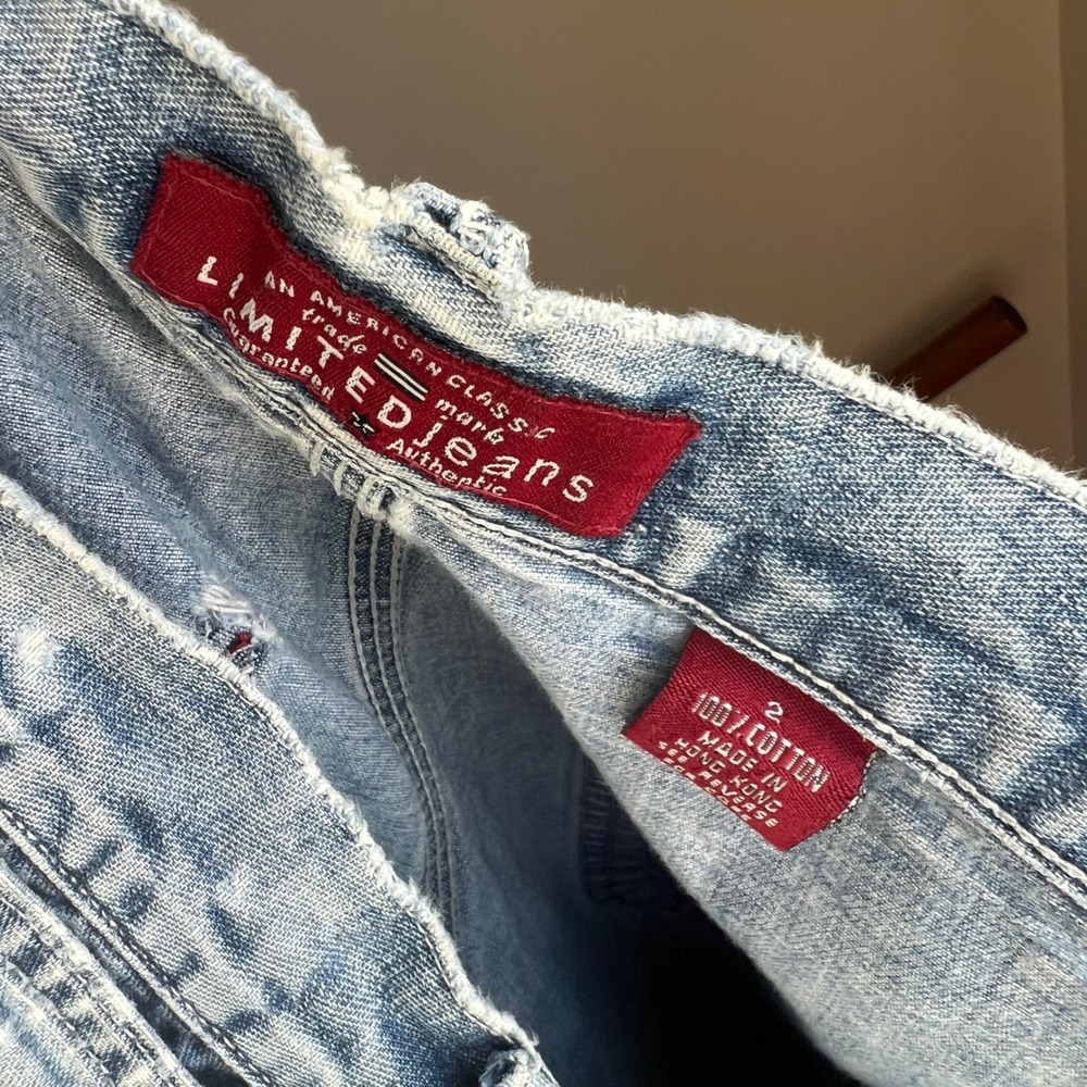 Vintage Limited Jeans Size 26 Light Distressed Wide Leg Faded 90s Denim Skater - Picture 3 of 8